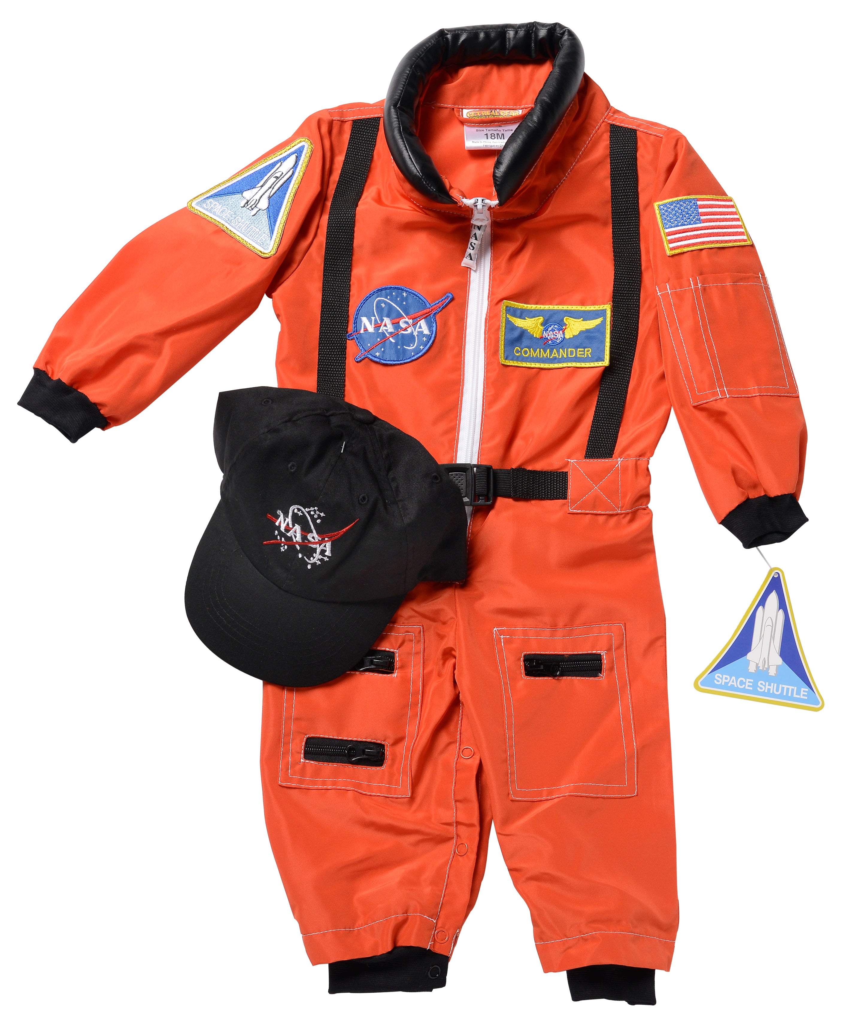 Jr. Astronaut Suit, Orange, 18 Months, with Embroidered Cap
