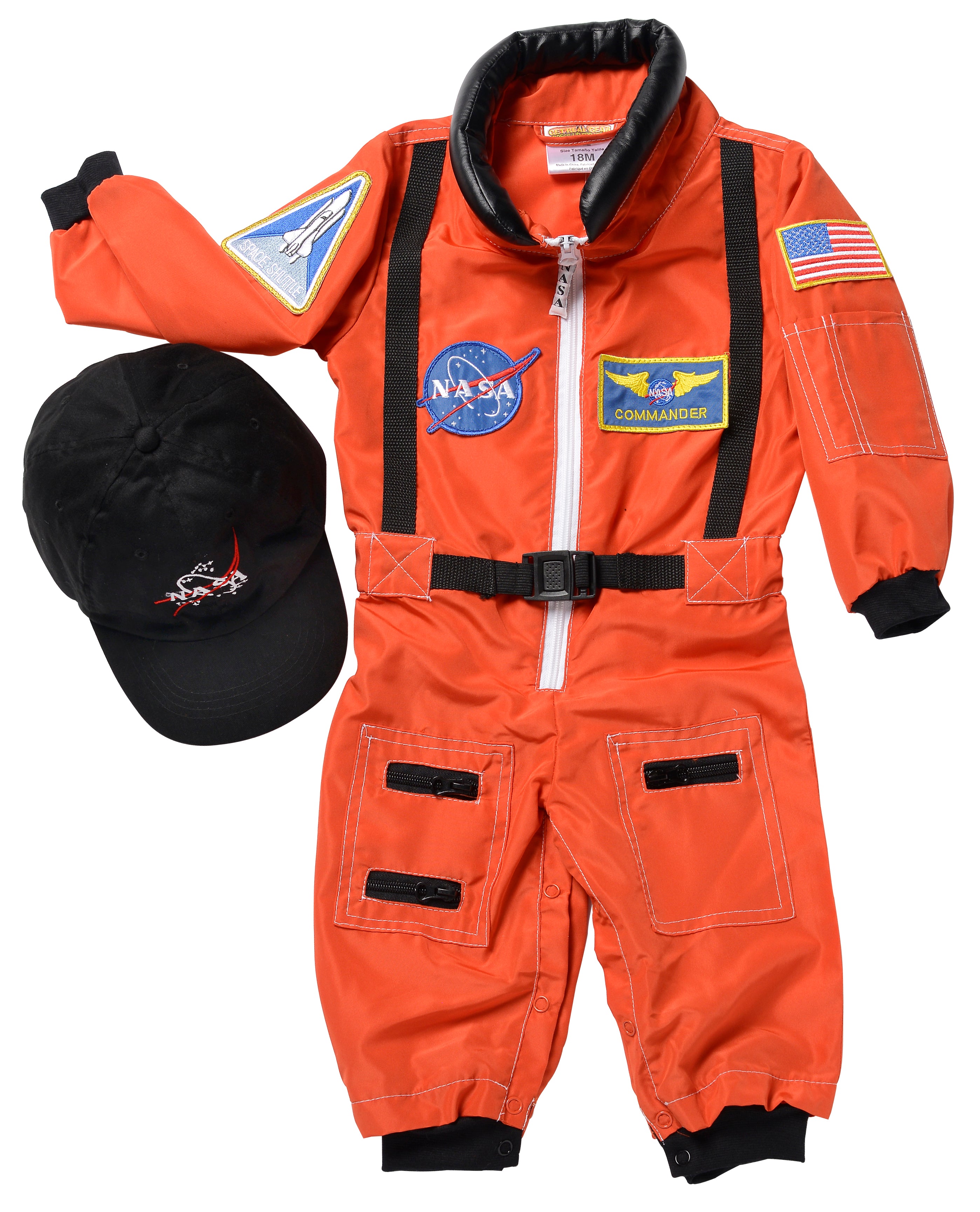 Jr. Astronaut Suit, Orange, 18 Months, with Embroidered Cap