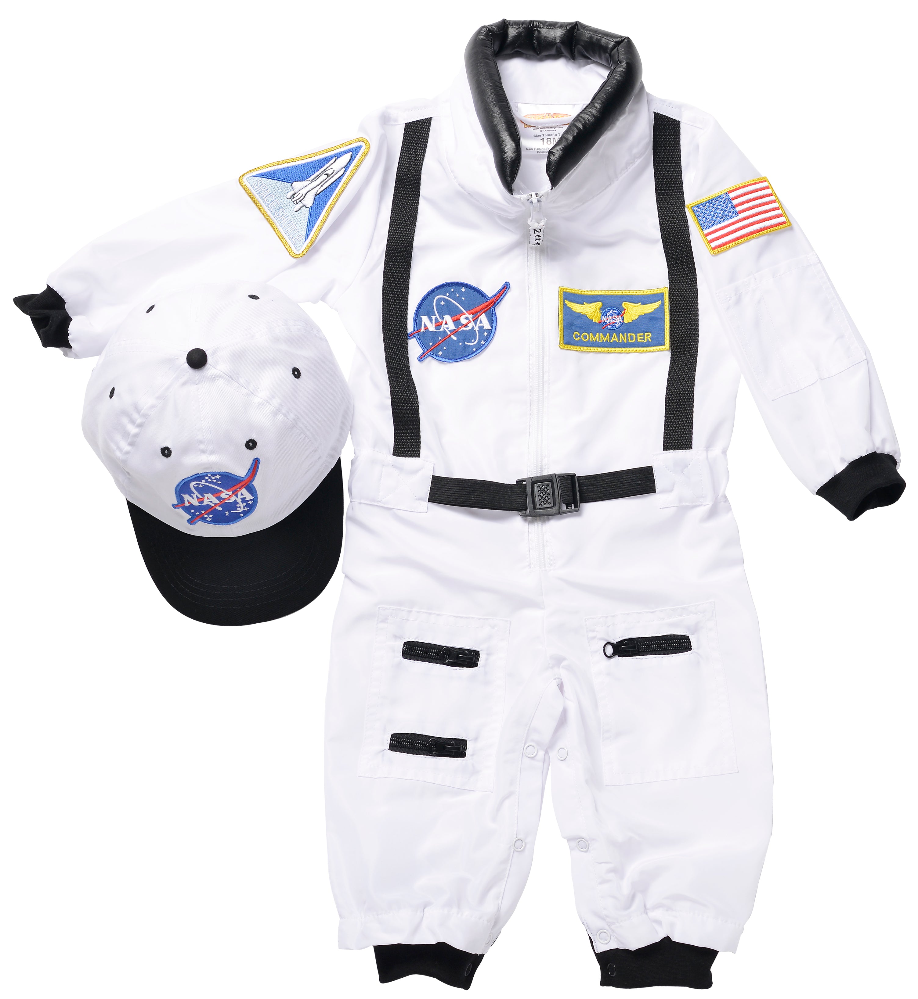 Jr. Astronaut Suit, White, 18 Months, with Embroidered Cap