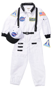 Adult Astronaut Suit, White, Large, with Embroidered Cap
