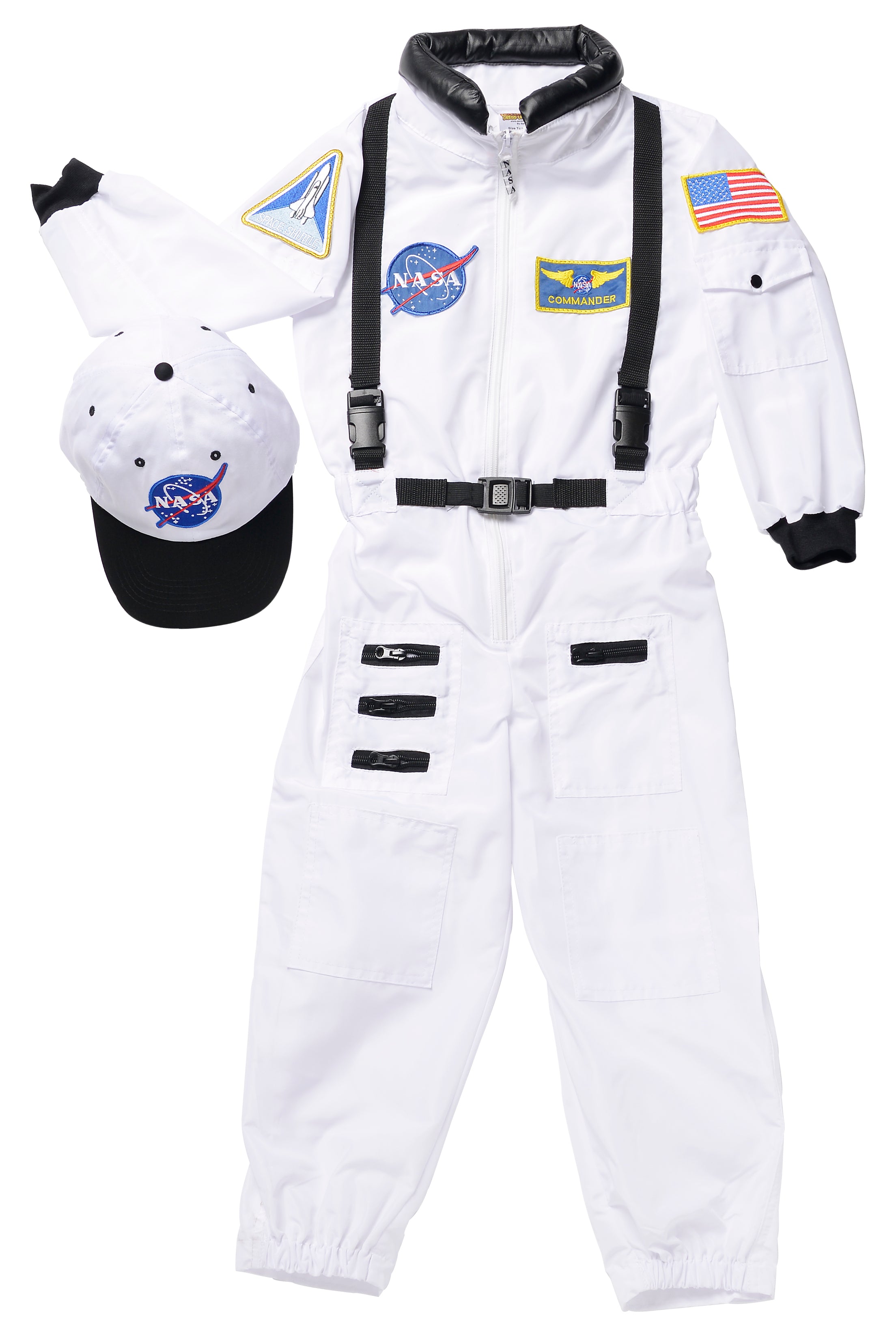 Adult Astronaut Suit, White, Small, with Embroidered Cap
