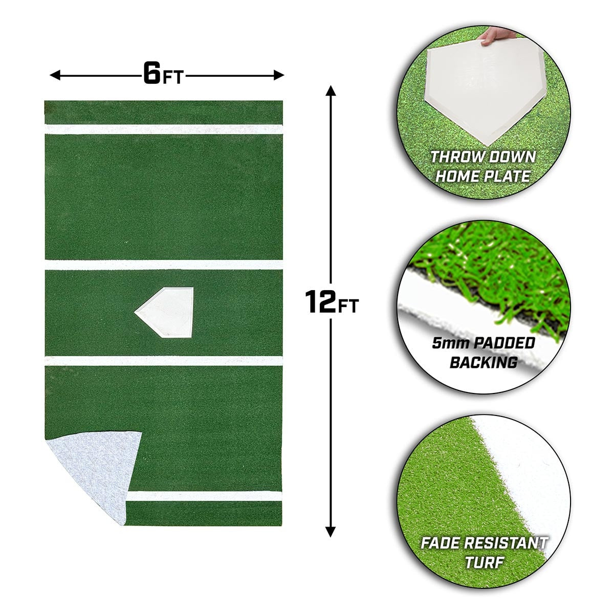 ProMounds Batting Mat Pro  12' x 6' Lined