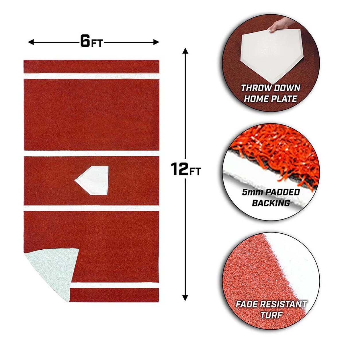 ProMounds Batting Mat Pro  12' x 6' Lined Clay