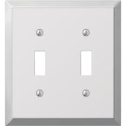Amerelle 2-Gang Stamped Steel Toggle Switch Wall Plate, Polished Chrome