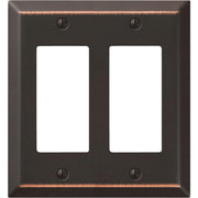 Amerelle 2-Gang Stamped Steel Rocker Decorator Wall Plate, Aged Bronze