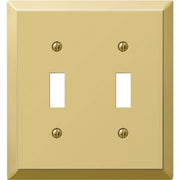 Amerelle 2-Gang Stamped Steel Toggle Switch Wall Plate, Polished Brass