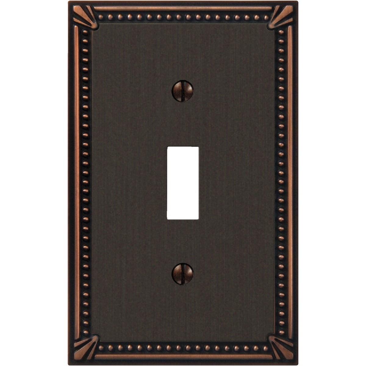 Amerelle Imperial Bead 1-GangCast Metal Toggle Switch Wall Plate, Aged Bronze