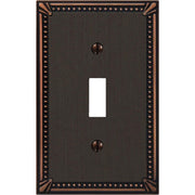 Amerelle Imperial Bead 1-GangCast Metal Toggle Switch Wall Plate, Aged Bronze
