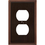 Amerelle Metro Line 1-Gang Cast Metal Outlet Wall Plate, Aged Bronze