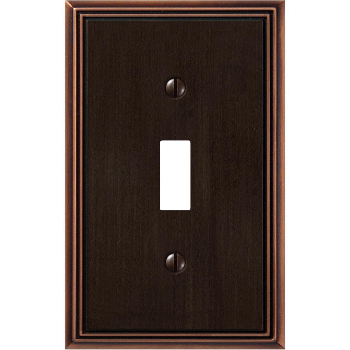 Amerelle Metro Line 1-Gang Cast Metal Toggle Switch Wall Plate, Aged Bronze