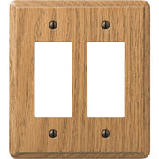 Amerelle 2-Gang Solid Oak Rocker Decorator Wall Plate, Light Oak