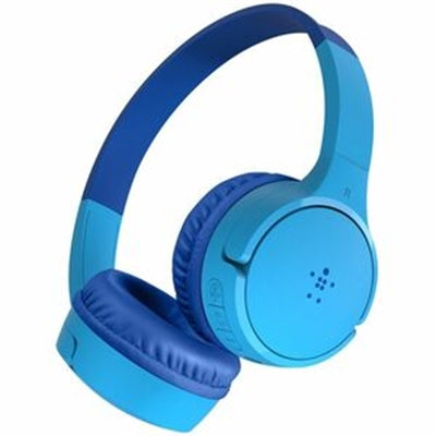 Belkin - Wireless Bluetooth on-Ear Headphones for Kids W/ Mic - 85dB Limit - W/ USB-C Cable - Headset - Stereo - Blue