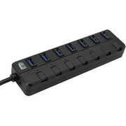 Adesso - 7-ports USB 3.0 Hub with 5V2A Power Adaptor - USB - External - 7 USB Port(s) - 7 USB 3.0 Port(s) - PC, Mac - Black,Gray