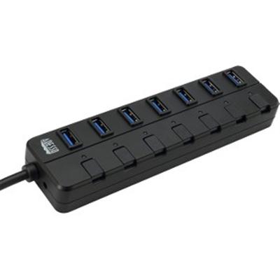 Adesso - 7-ports USB 3.0 Hub with 5V2A Power Adaptor - USB - External - 7 USB Port(s) - 7 USB 3.0 Port(s) - PC, Mac - Black,Gray