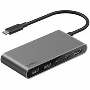 Belkin - 5-Port Hub W/ 4K HDMI Display @ 60Hz, 100W Power Delivery, Fast Data Transfer 5Gbps, USB-C Multiport Adapter - Space Gray