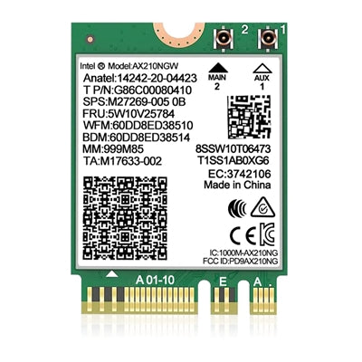 Intel AX210  3 Band Network Card  M.2 Interface  IEEE 802.11ax  2.40 GHz ISM and 6 GHz UNII