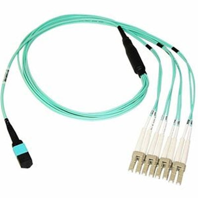 Axiom MPO Female to 4 LC Multimode OM3 50/125 Fiber Breakout Cable 1m - TAA Compliant