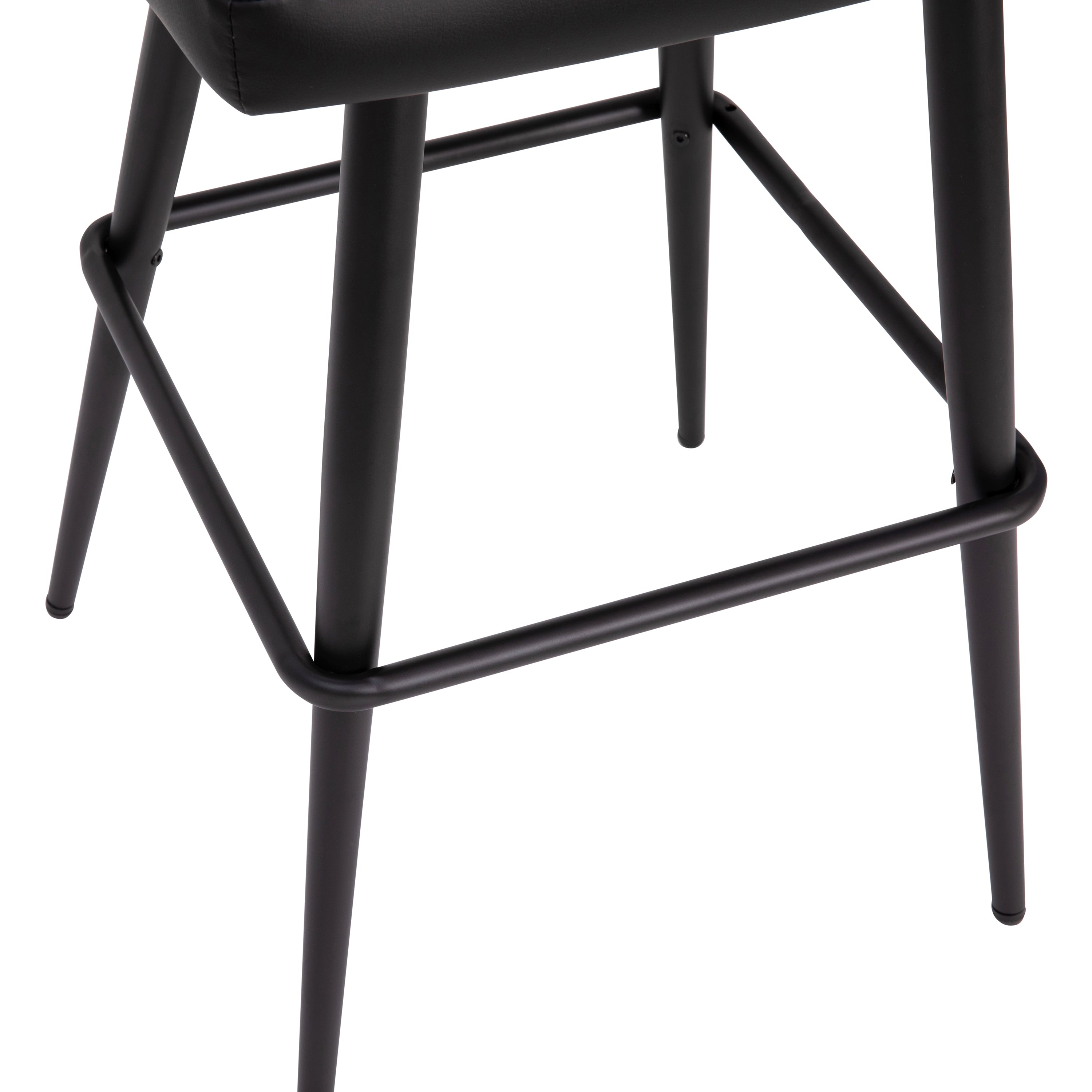 Lyla 30" Commercial Grade High Back Modern Armless Barstools with Contoured Backrest, Steel Frame and Integrated Footrest, Black LeatherSoft-Set of 2