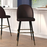 Lyla 30" Commercial Grade High Back Modern Armless Barstools with Contoured Backrest, Steel Frame and Integrated Footrest, Brown LeatherSoft-Set of 2