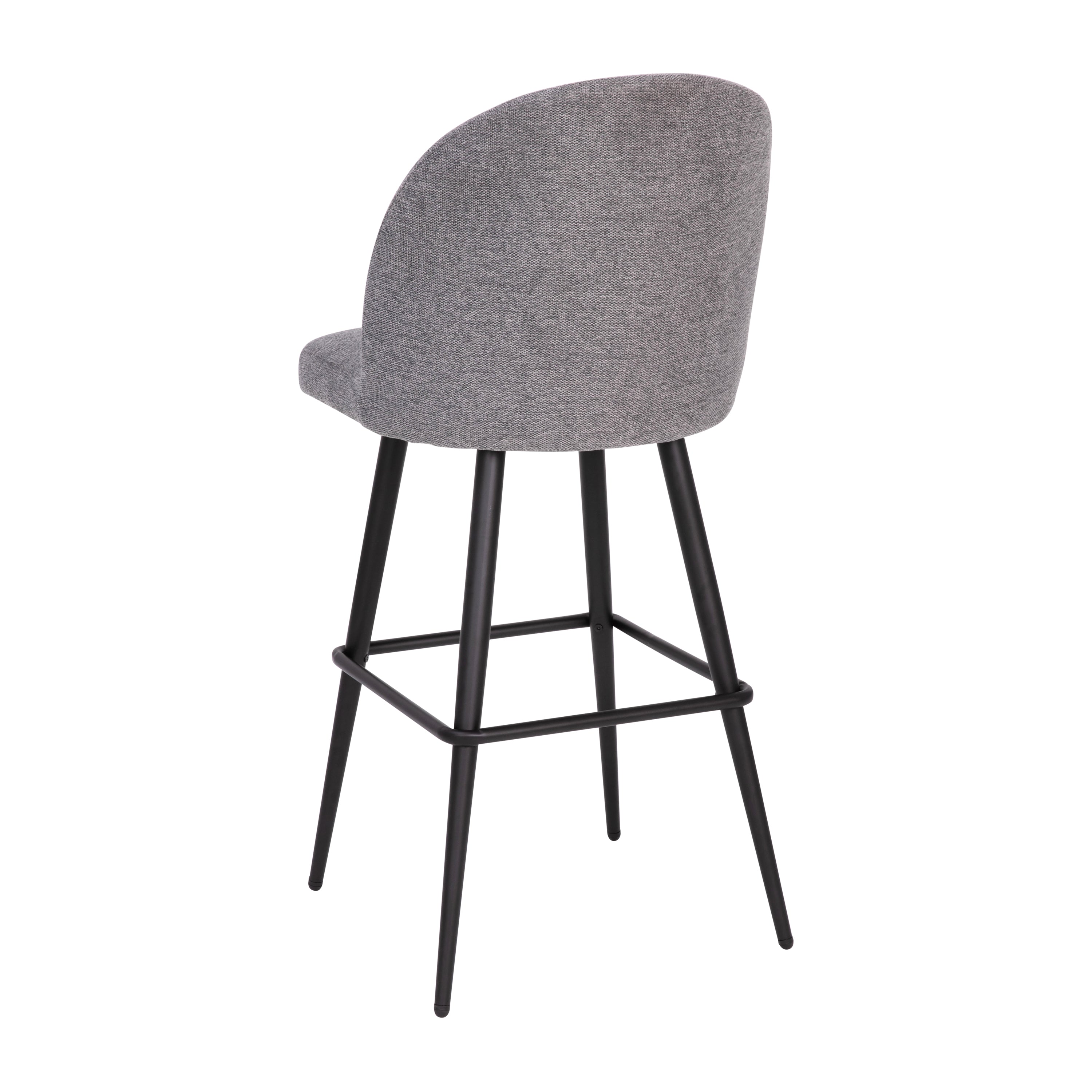 Lyla 30" Commercial Grade High Back Modern Armless Barstools with Contoured Backrest, Steel Frame and Integrated Footrest, Gray Faux Linen-Set of 2