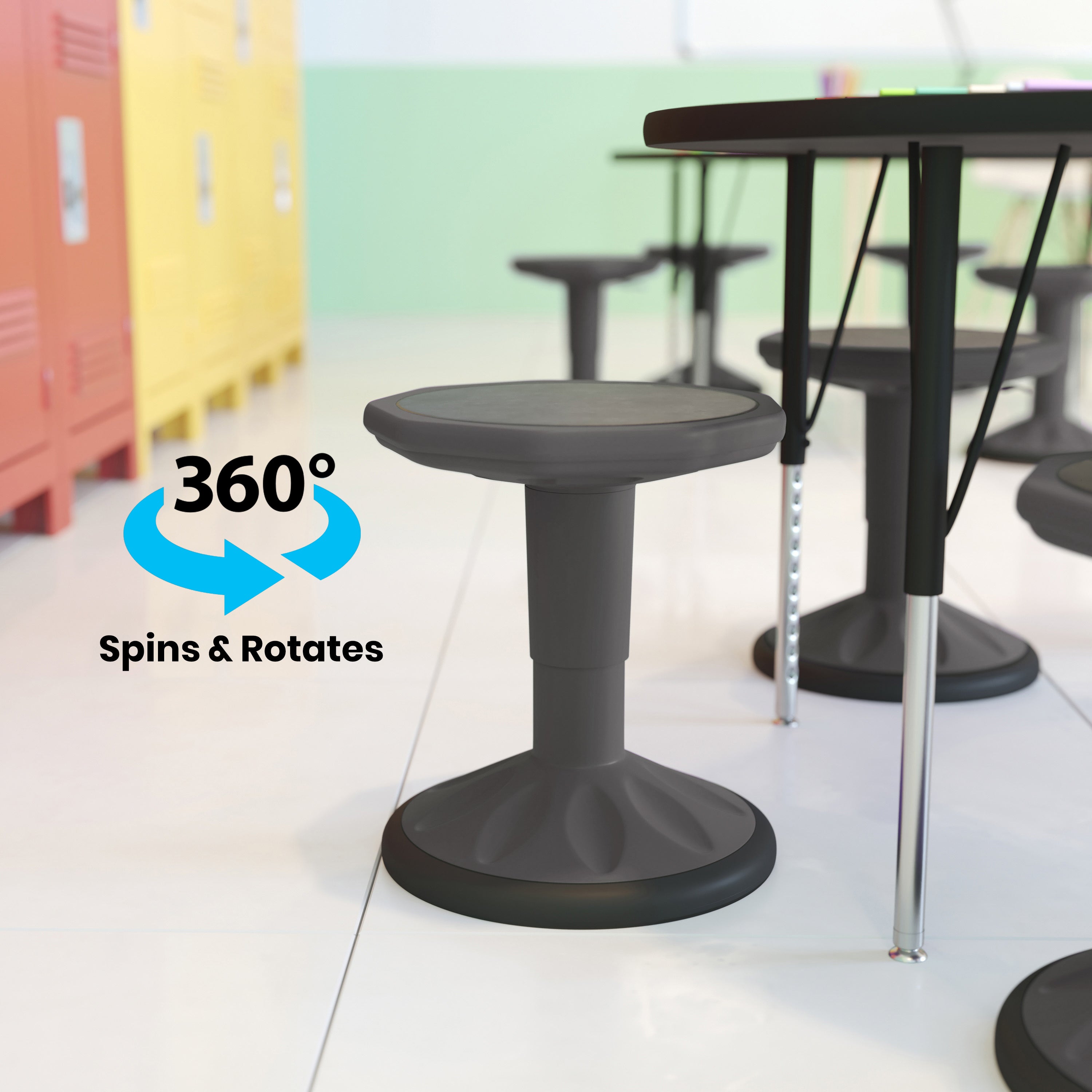 Carter Adjustable Height Kids Flexible Active Stool for Classroom and Home with Non-Skid Bottom in Gray, 14" - 18" Seat Height