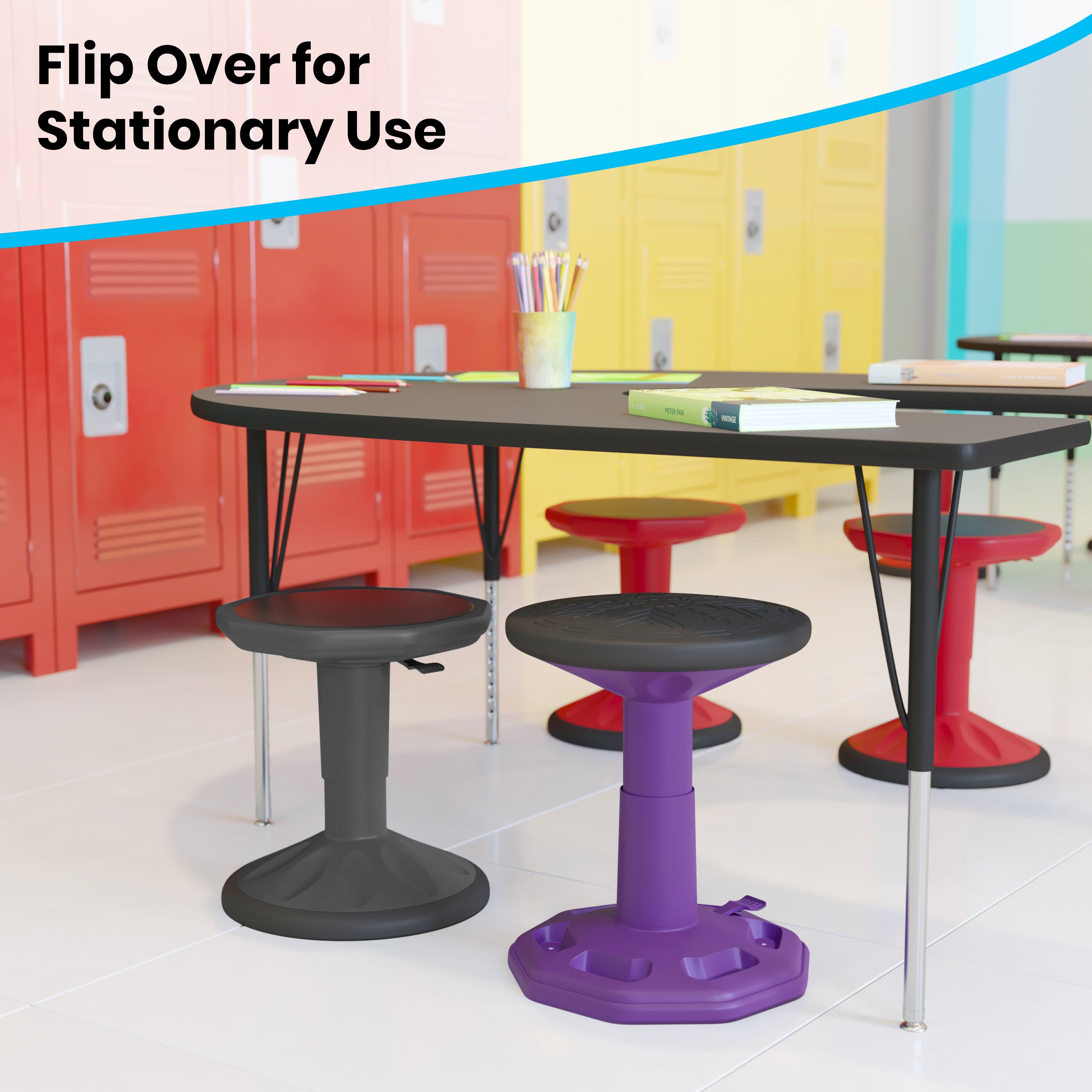 Carter Adjustable Height Kids Flexible Active Stool for Classroom and Home with Non-Skid Bottom in Gray, 14" - 18" Seat Height