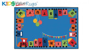 Alphabet Fun Train Rug  - 4ft x 6ft - Rectangle - Blue
