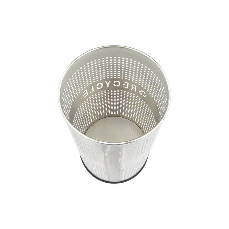 Alpine Industries 26 Gallon Stainless Steel Round Perforated Recycling Bin with Can / Bottle Lid