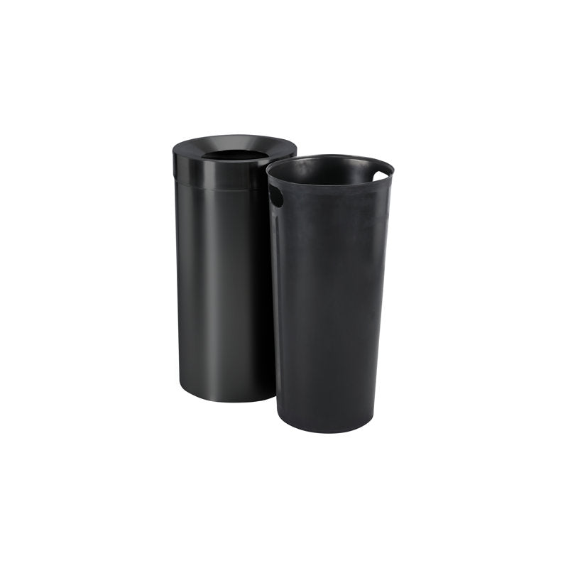 27 Gallon Stainless Steel Trash Can with Liner in Matte Black