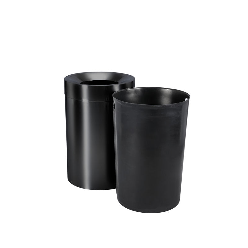 50 Gallon Stainless Steel Trash Can with Liner in Matte Black