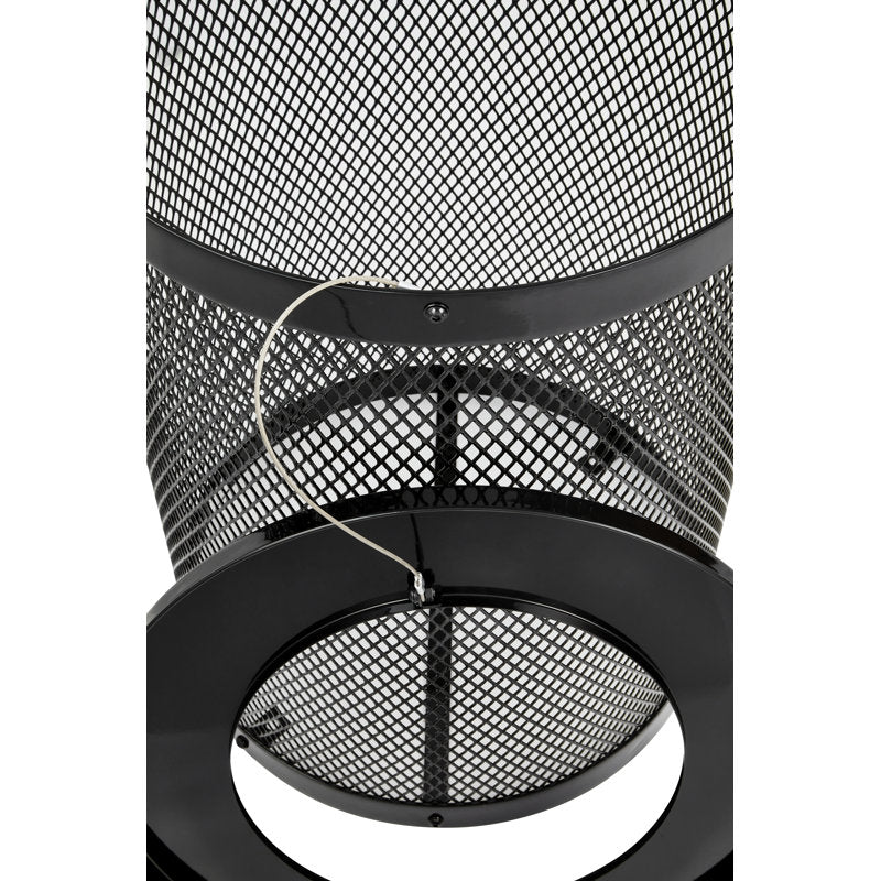 Alpine Industries Outdoor Diamond Steel Trash Can With Flat Lid, 36 Gallon, Black