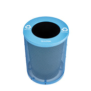 Alpine Industries Outdoor Diamond Steel Trash Can With Flat Lid, 36 Gallon, Blue