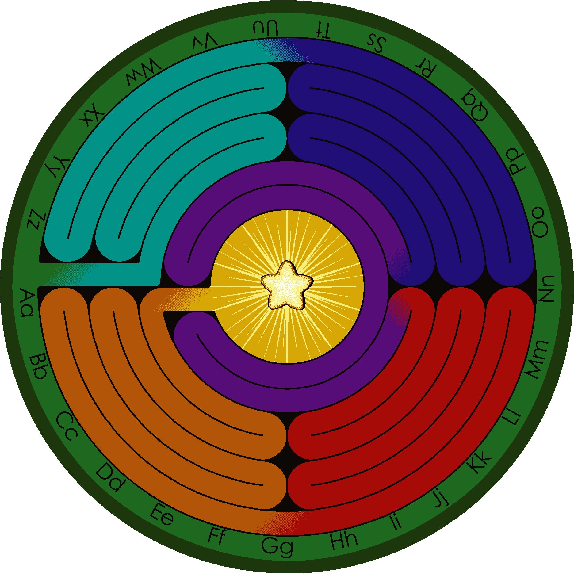 Amazing ABC's 7'7" Round area rug in color Multi