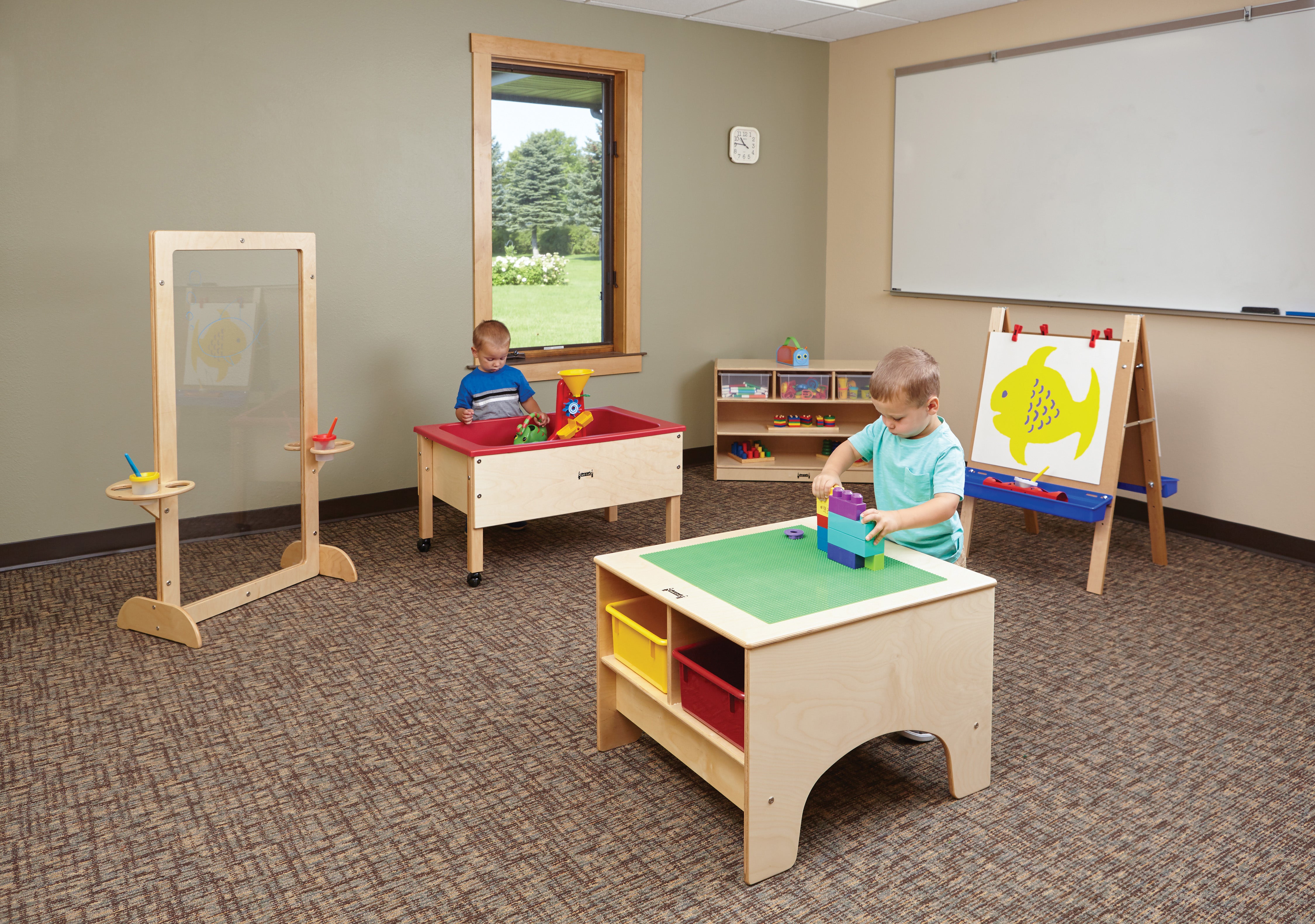 Jonti-Craft® KYDZ Building Table - Traditional Brick Compatible - with Clear Tubs