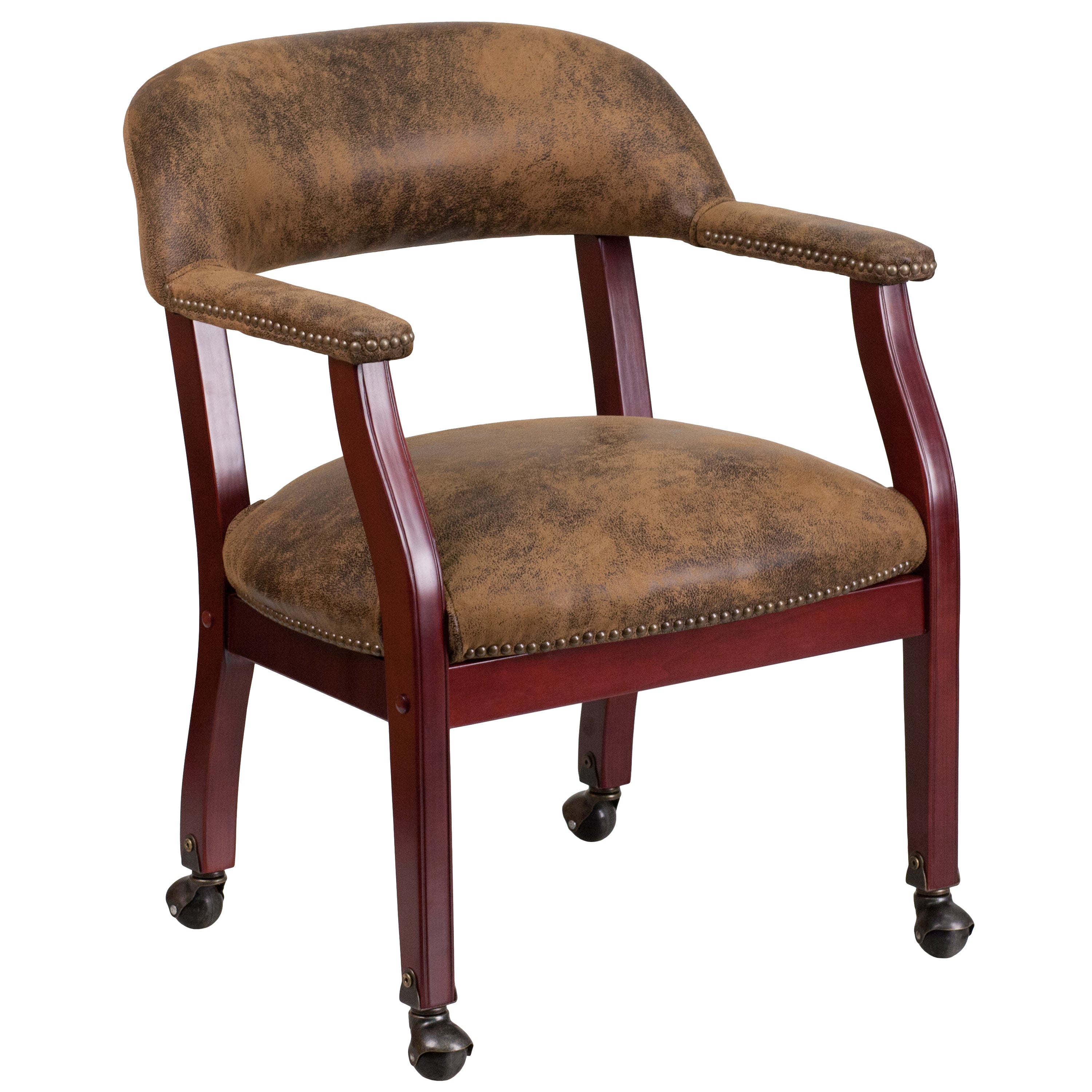 Sarah Bomber Jacket Brown Luxurious Conference Chair with Accent Nail Trim and Casters