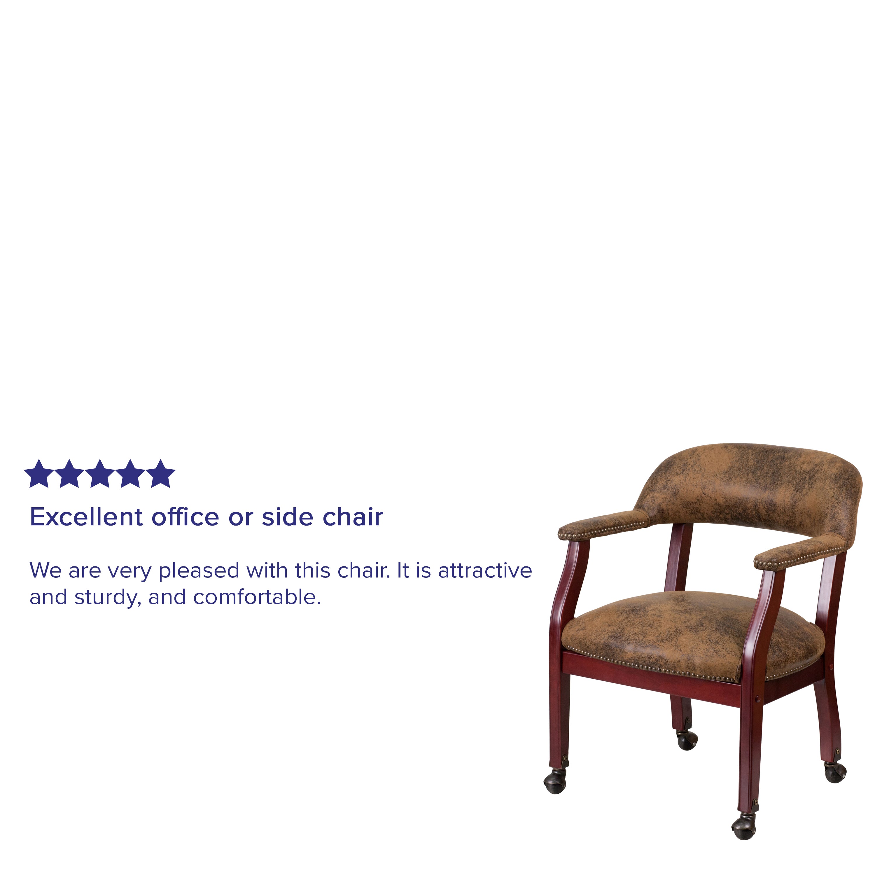 Sarah Bomber Jacket Brown Luxurious Conference Chair with Accent Nail Trim and Casters