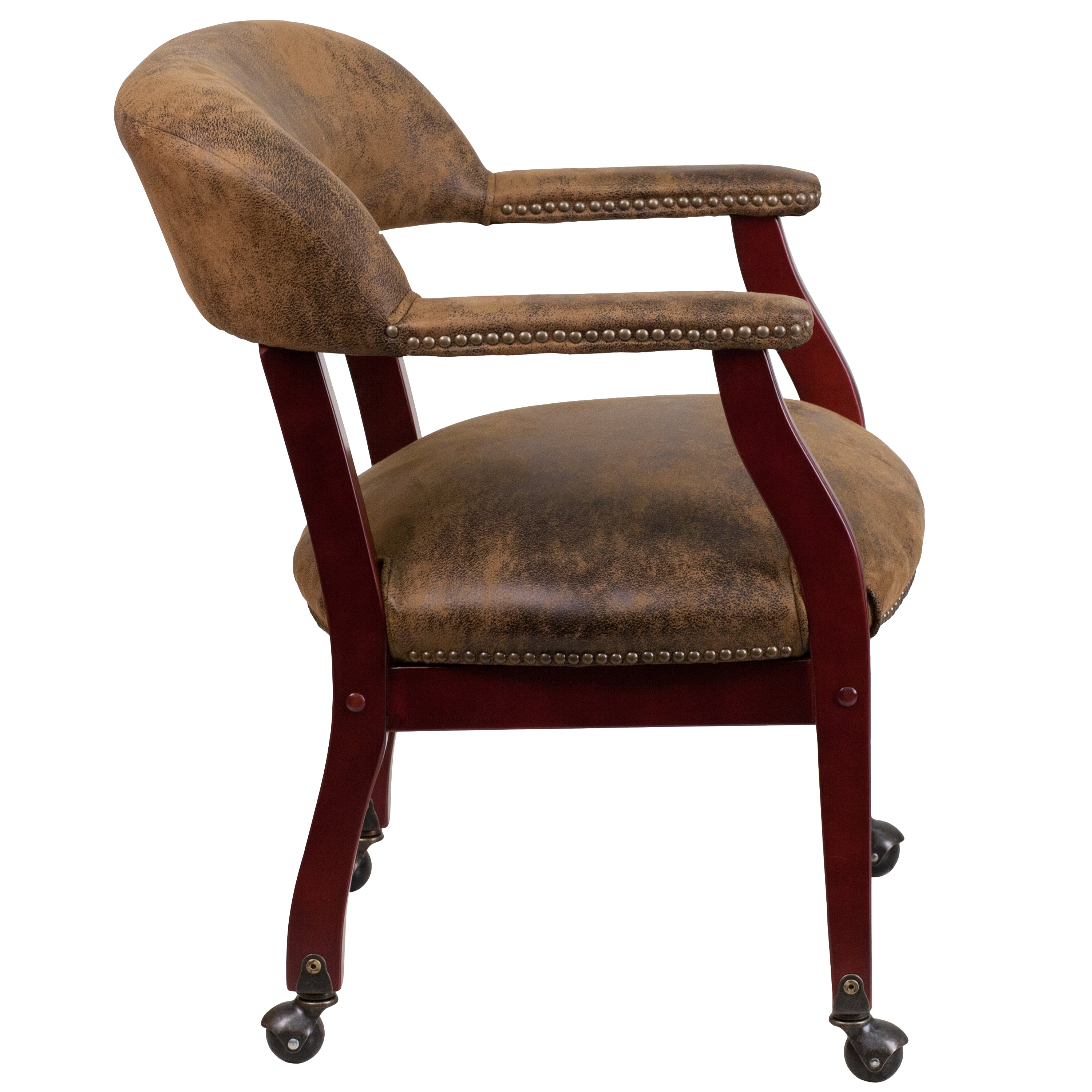 Sarah Bomber Jacket Brown Luxurious Conference Chair with Accent Nail Trim and Casters