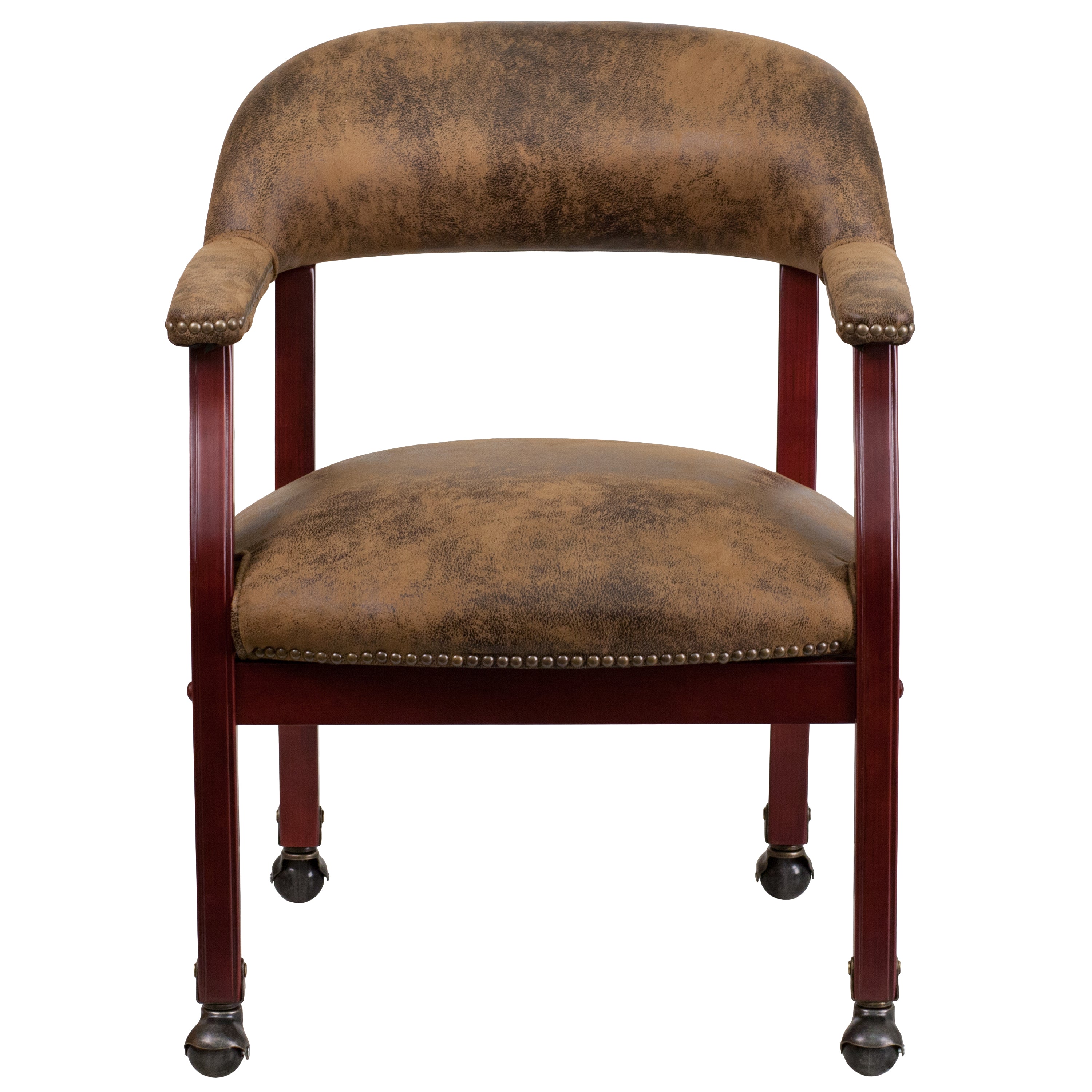 Sarah Bomber Jacket Brown Luxurious Conference Chair with Accent Nail Trim and Casters