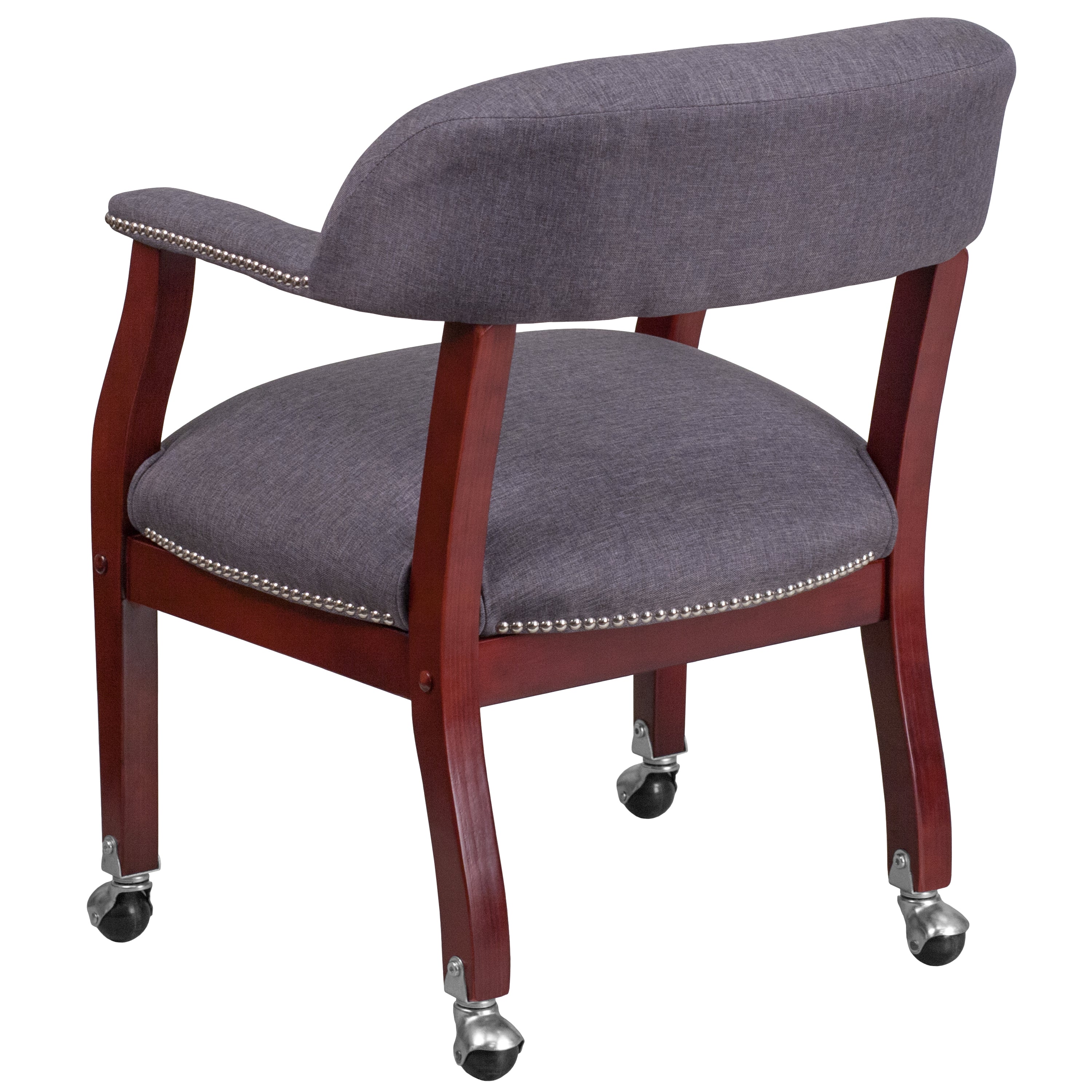 Sarah Gray Fabric Luxurious Conference Chair with Accent Nail Trim and Casters