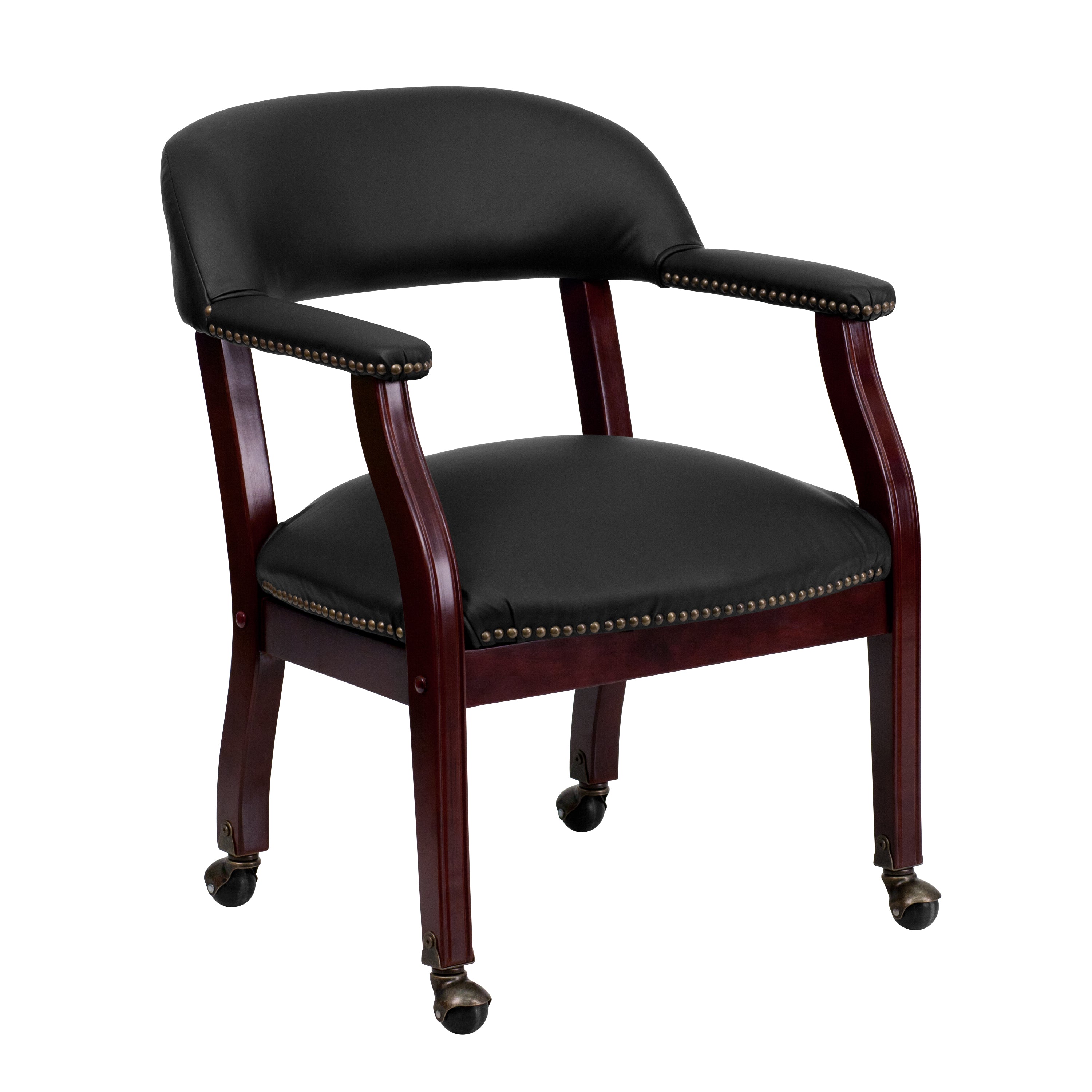 Diamond Black LeatherSoft Conference Chair with Accent Nail Trim and Casters