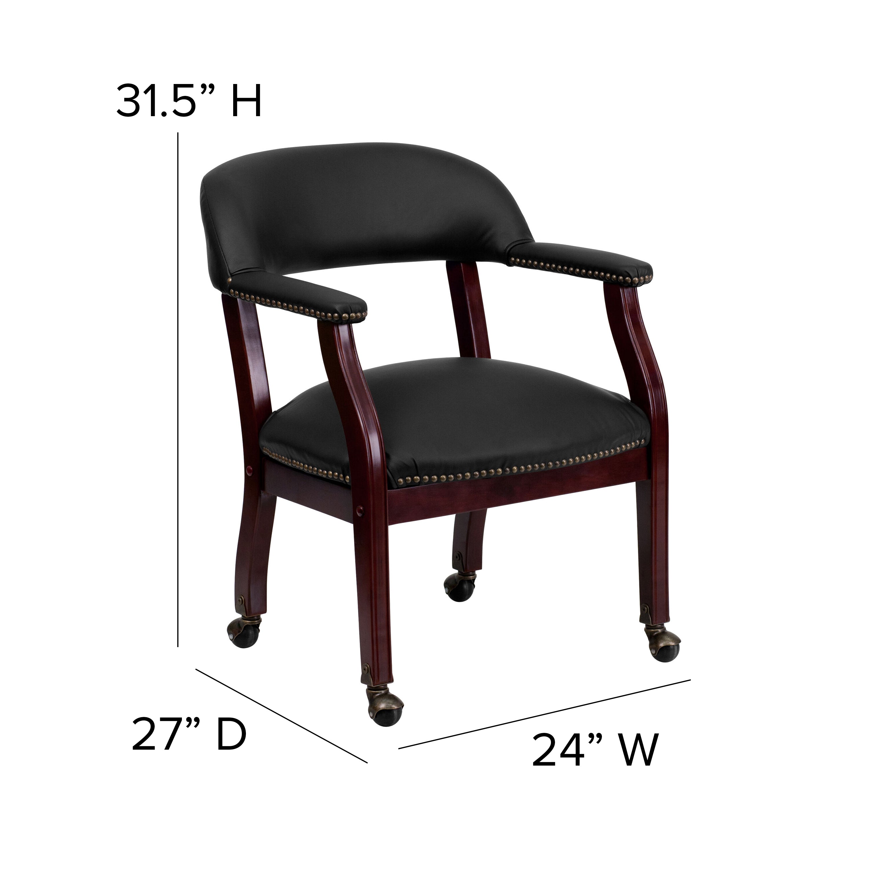 Diamond Black LeatherSoft Conference Chair with Accent Nail Trim and Casters