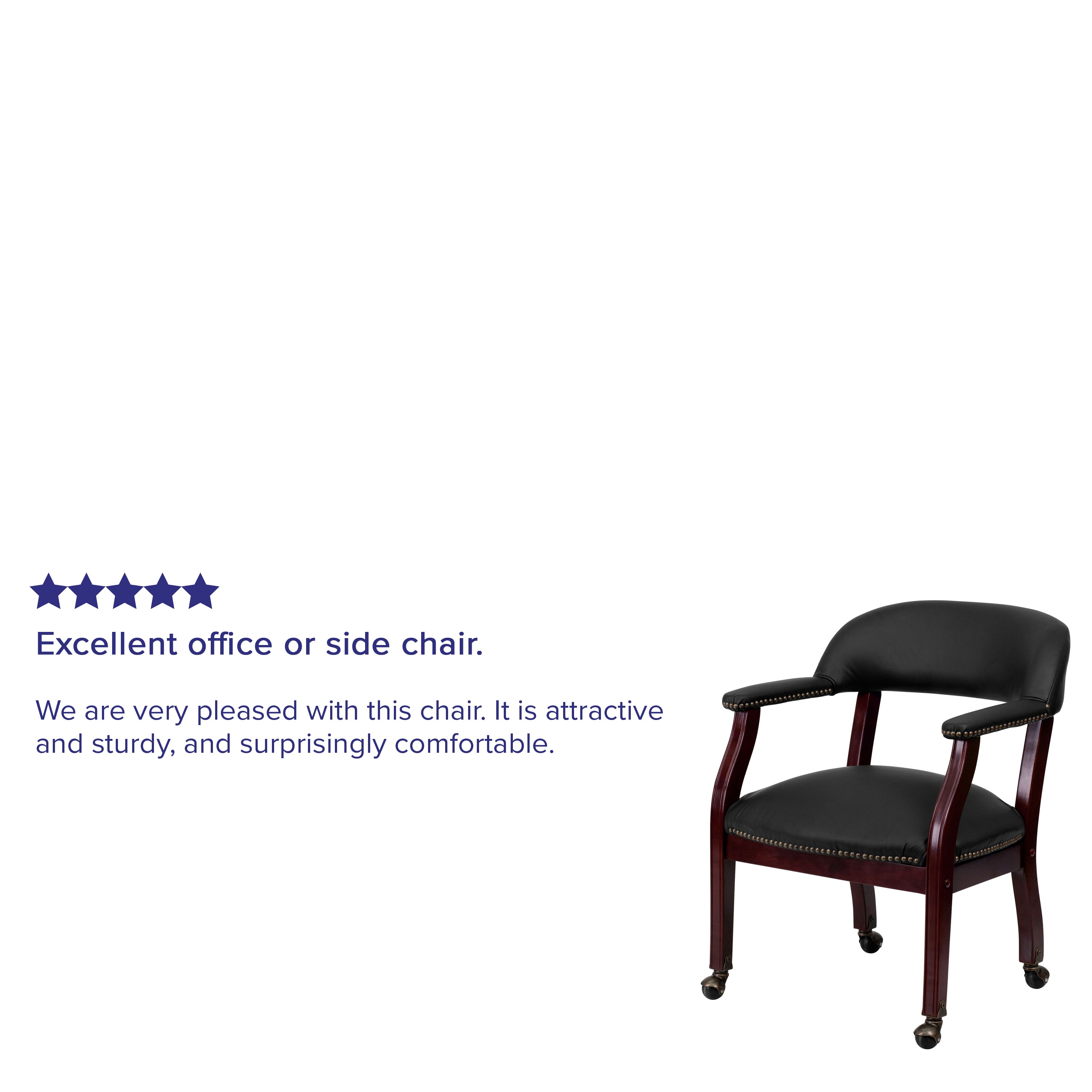 Diamond Black LeatherSoft Conference Chair with Accent Nail Trim and Casters