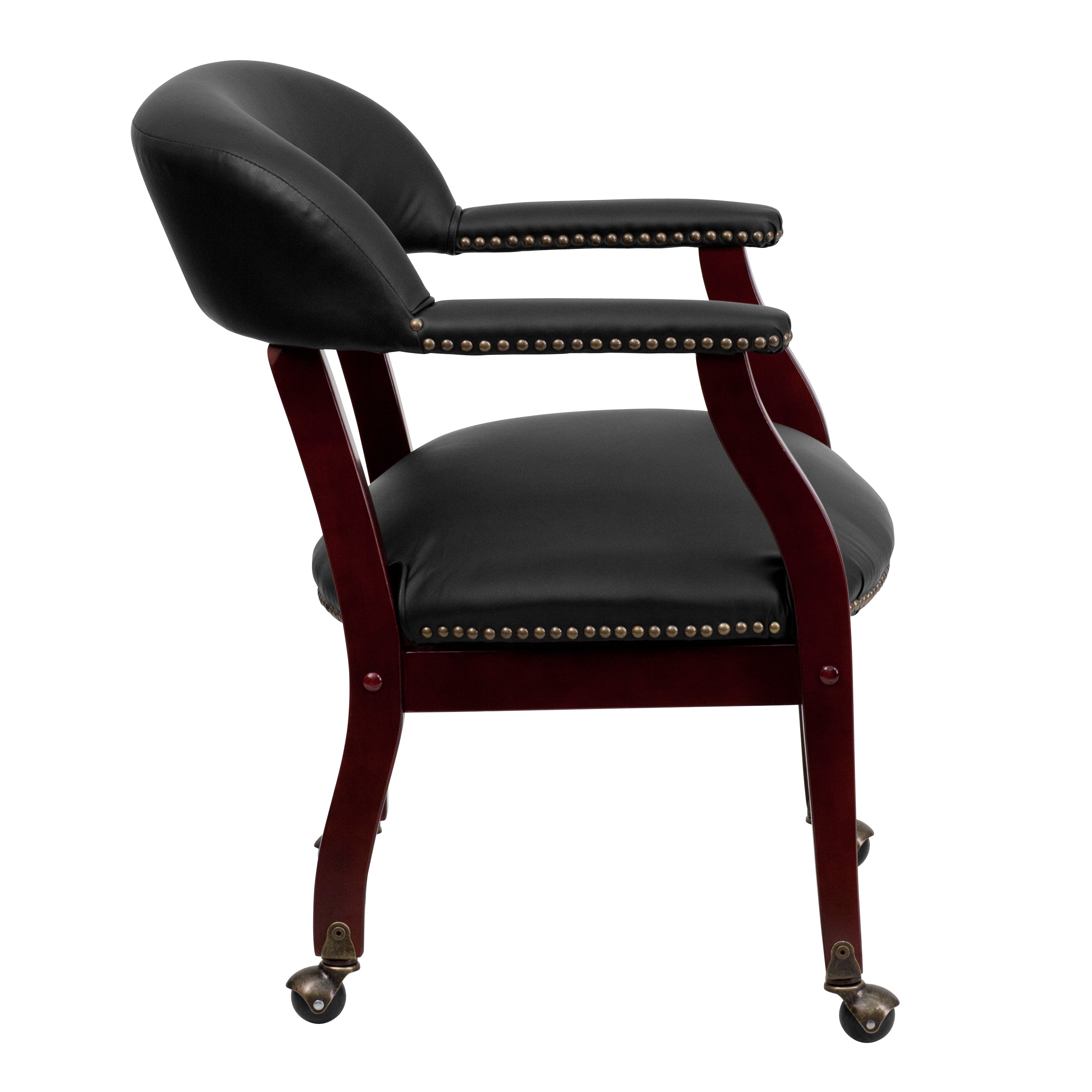 Diamond Black LeatherSoft Conference Chair with Accent Nail Trim and Casters