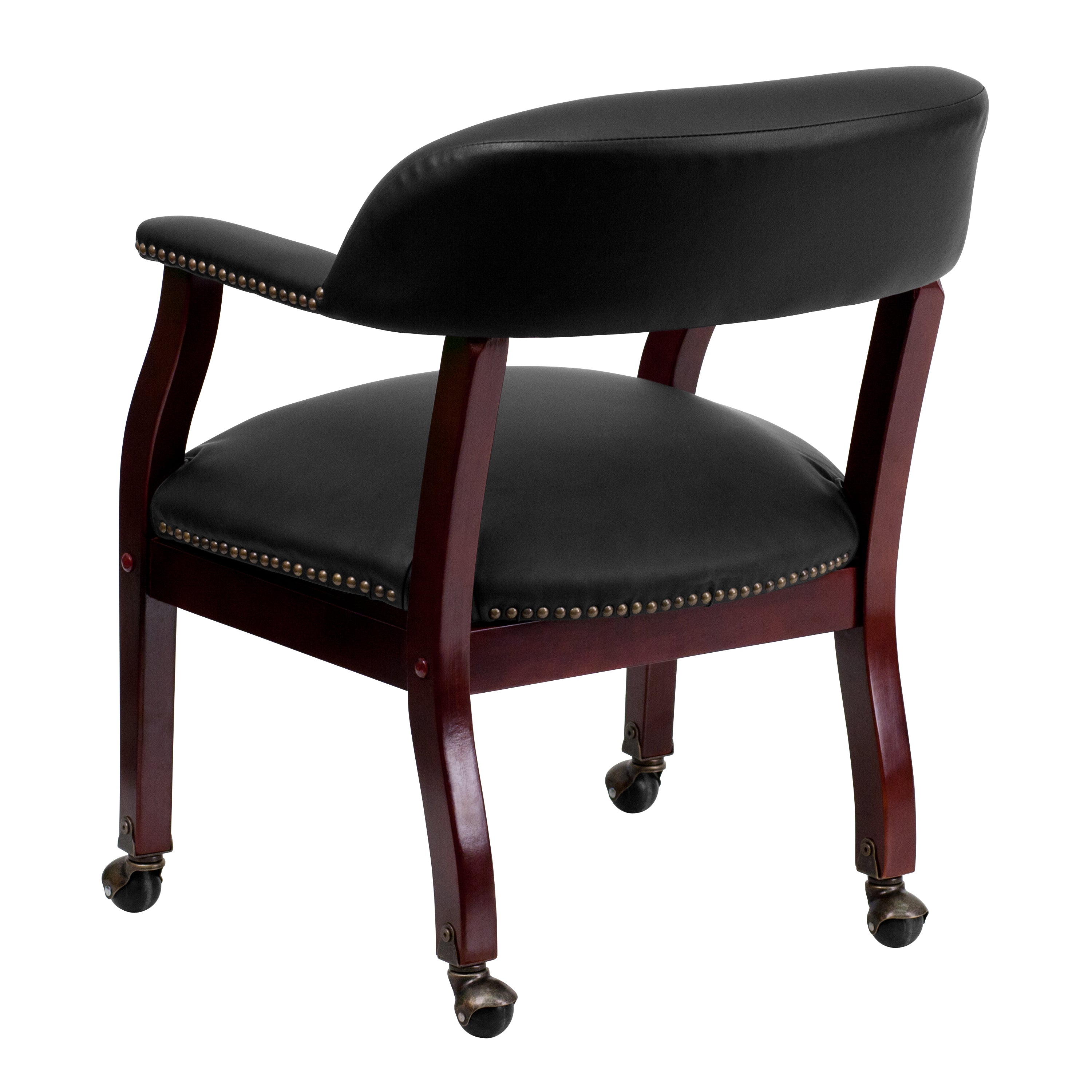 Diamond Black LeatherSoft Conference Chair with Accent Nail Trim and Casters