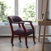 Diamond Burgundy LeatherSoft Conference Chair with Accent Nail Trim and Casters