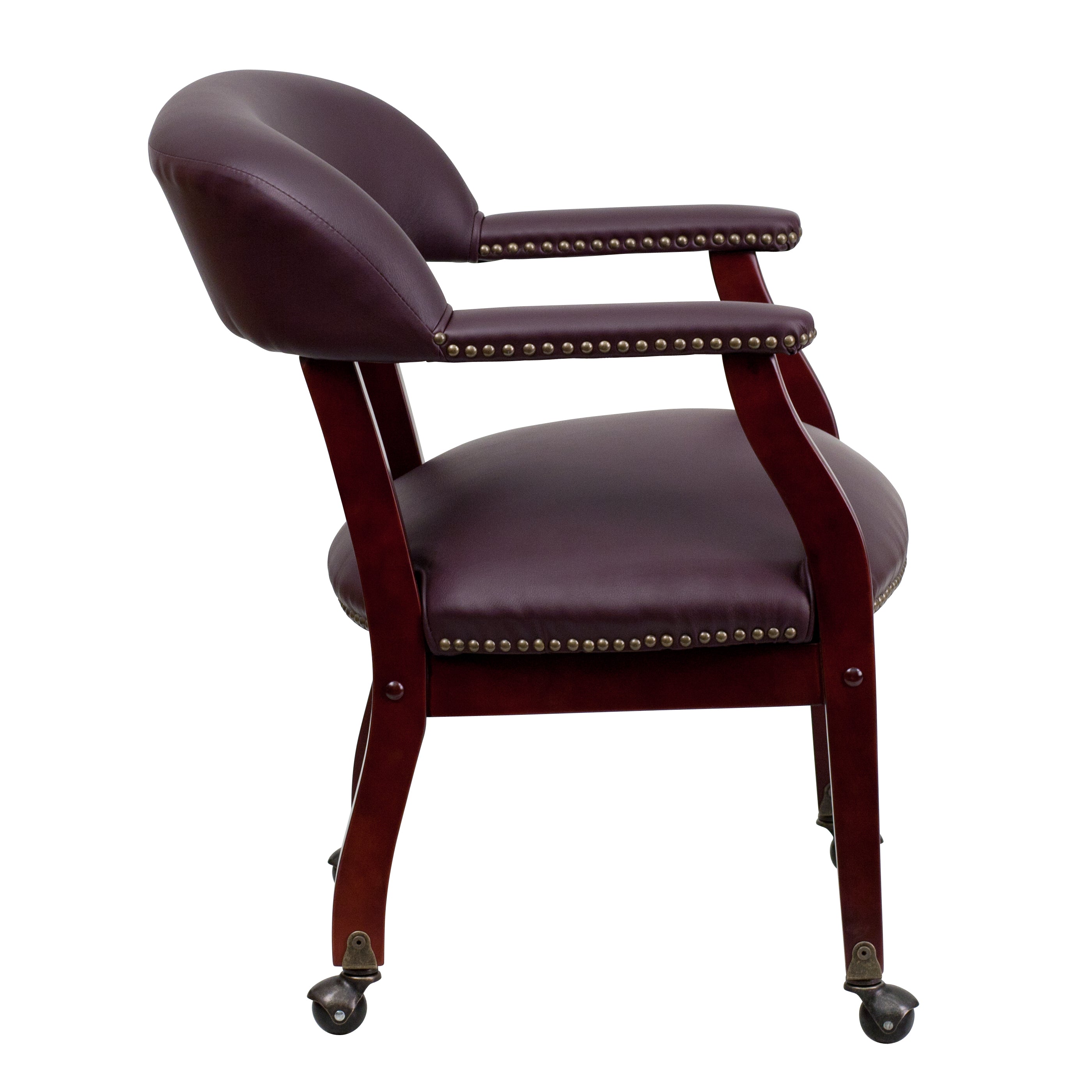 Diamond Burgundy LeatherSoft Conference Chair with Accent Nail Trim and Casters