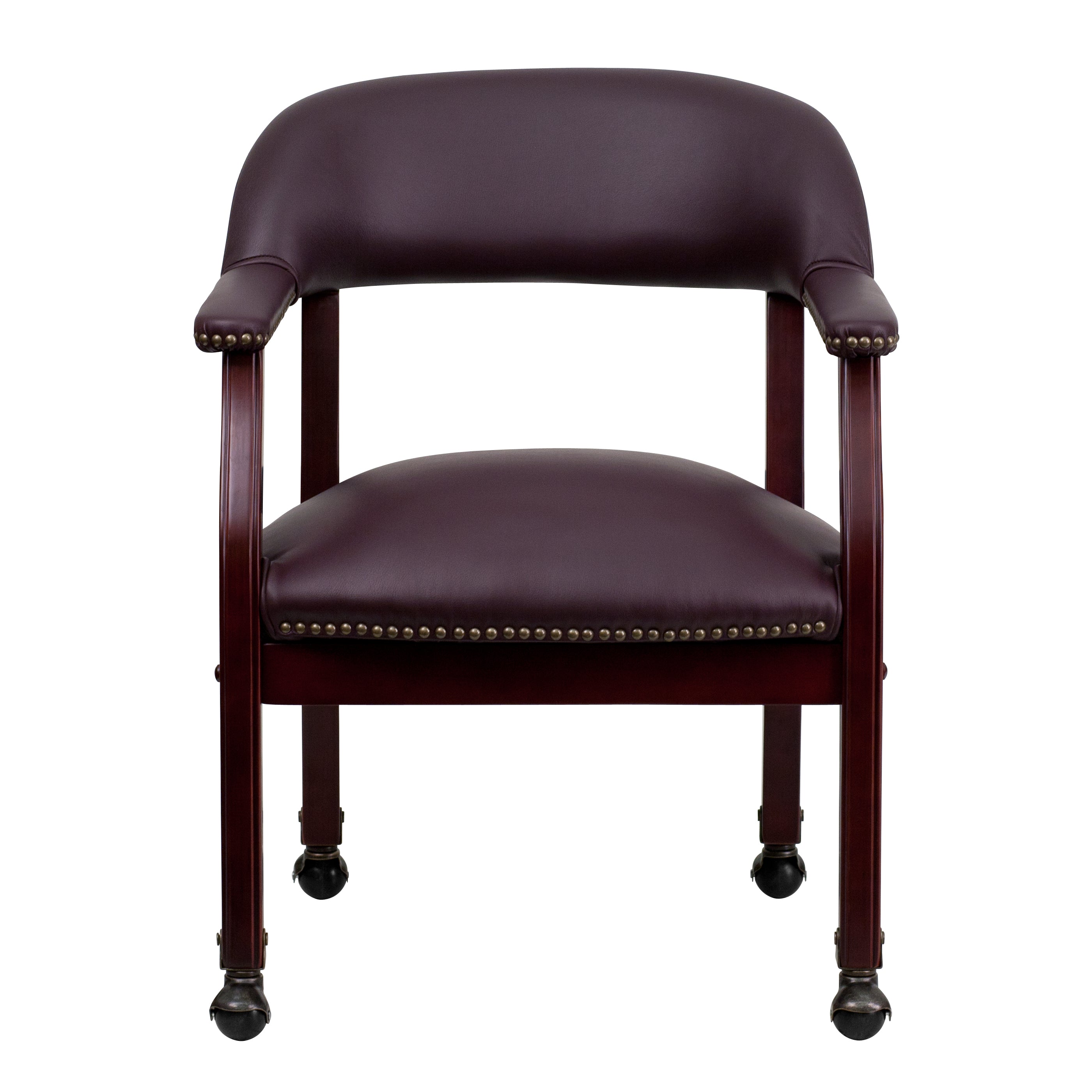 Diamond Burgundy LeatherSoft Conference Chair with Accent Nail Trim and Casters