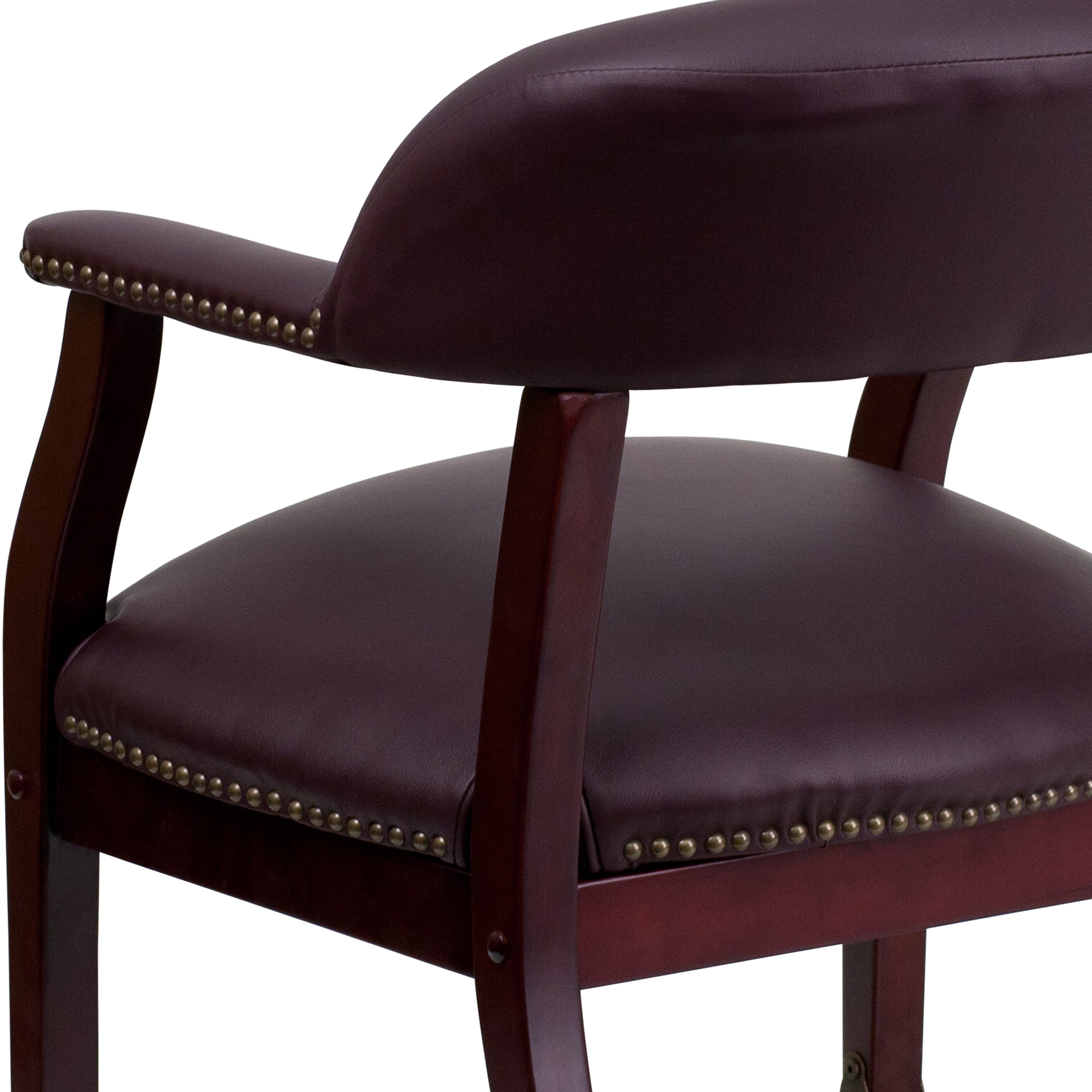 Diamond Burgundy LeatherSoft Conference Chair with Accent Nail Trim and Casters