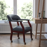Sarah Navy Vinyl Luxurious Conference Chair with Accent Nail Trim and Casters