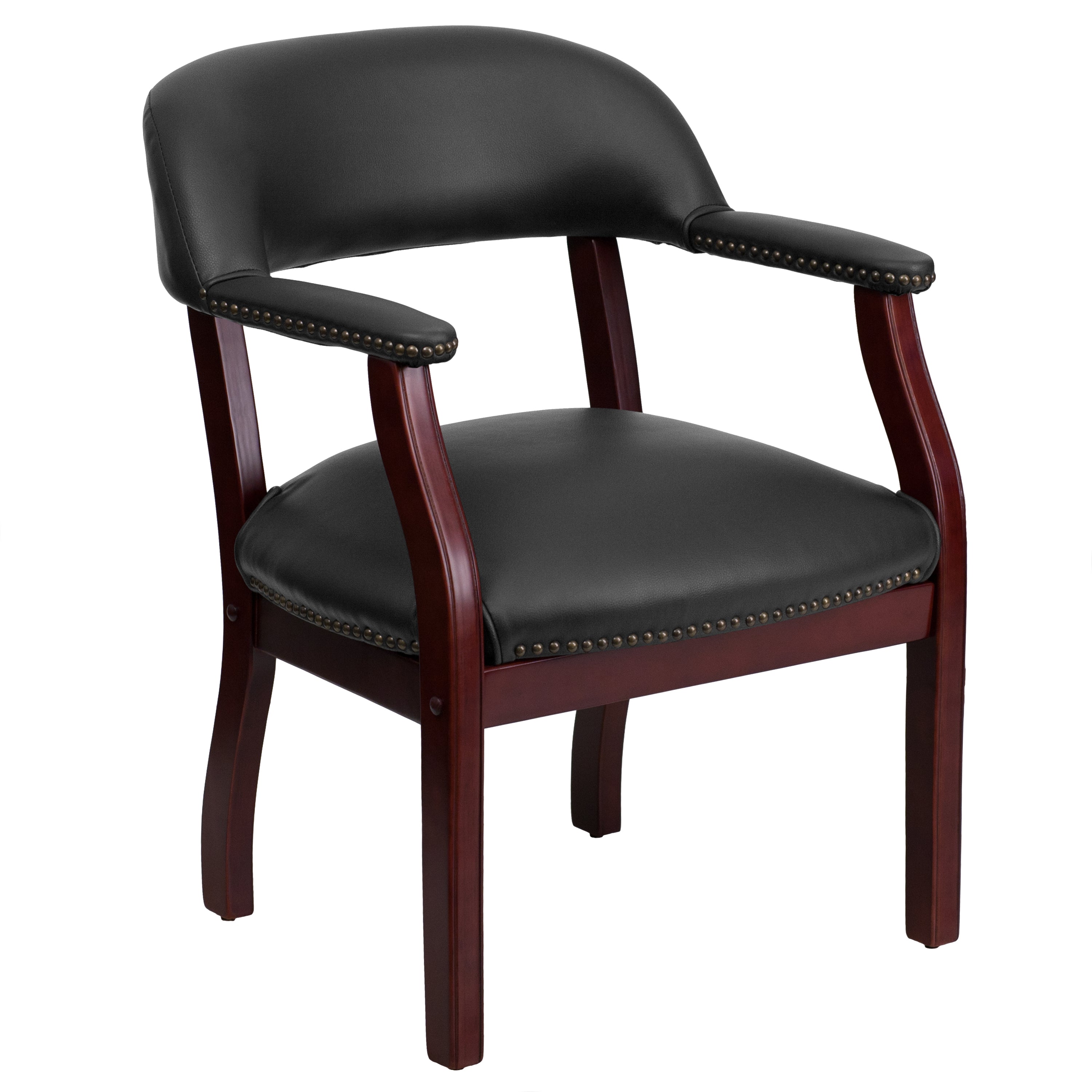 Diamond Black Vinyl Luxurious Conference Chair with Accent Nail Trim
